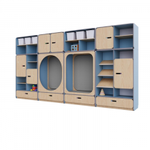 Детская стенка с местом для хранения и зонами отдыха из коллекции «НЕГА» (цвет голубой) - «globural.ru» - Лангепас